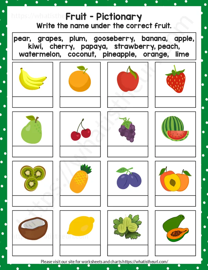 Fruit Pictionary Worksheet