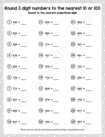 Round to the nearest ten or hundred – Exercise 2 worksheet preview
