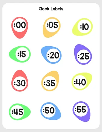 Clock Labels – Egg Shape Theme worksheet preview