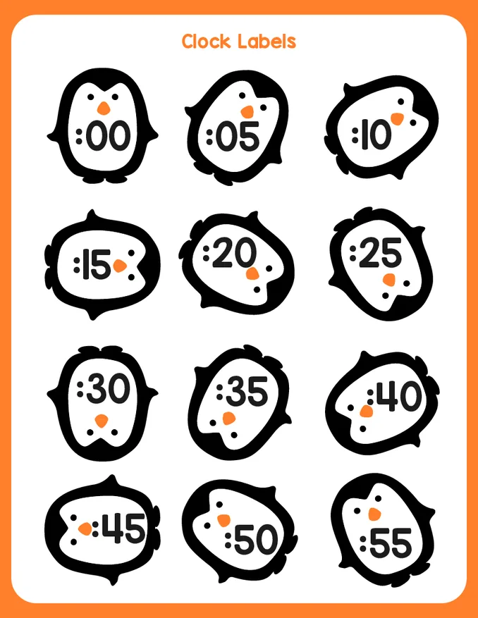 Clock Labels - Penguin Theme