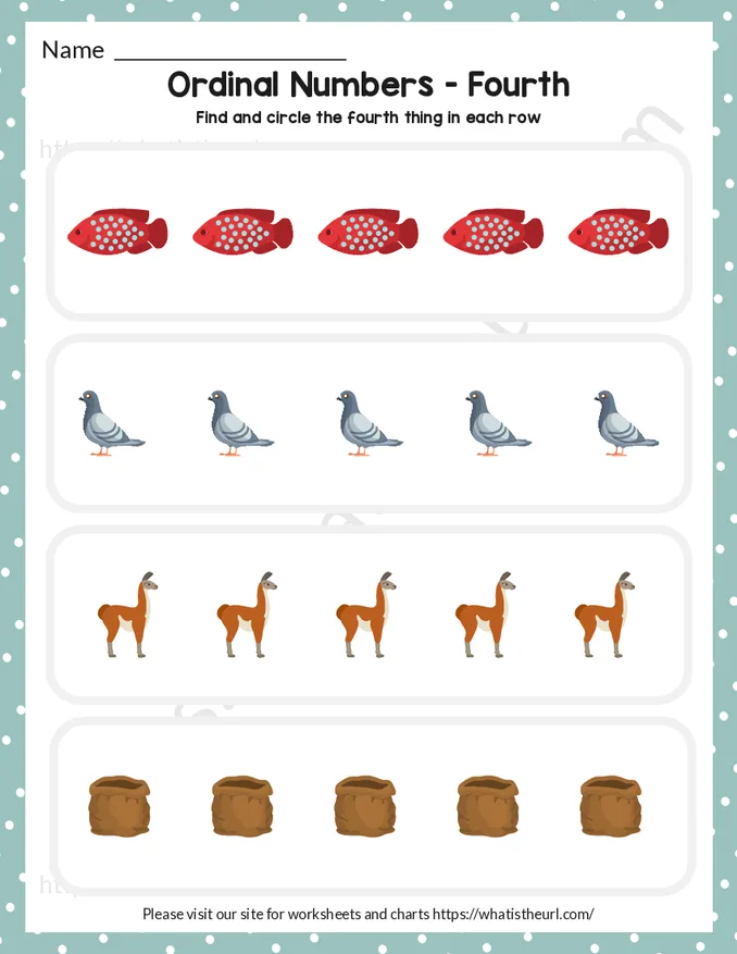 Ordinal Numbers Worksheets - Exercise 2