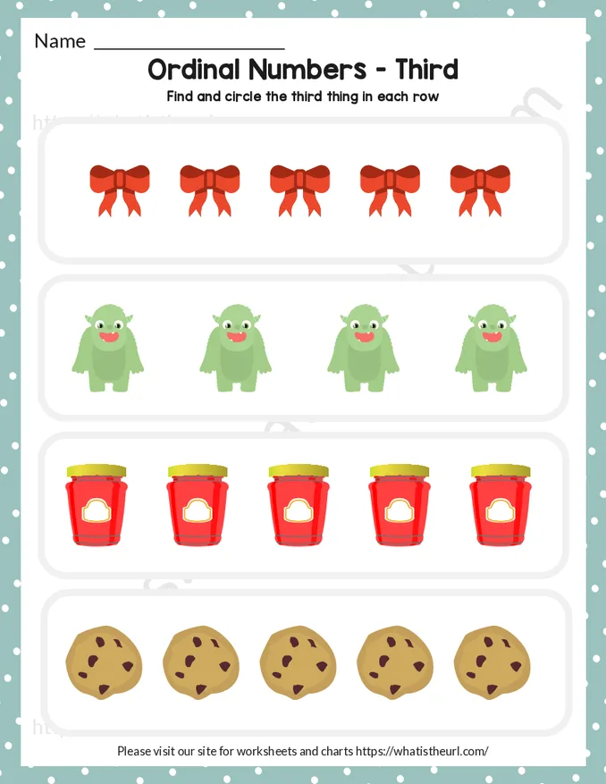 Ordinal Numbers Worksheets - Exercise 3