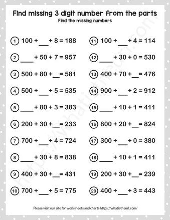 Missing place value – Exercise 4 worksheet preview