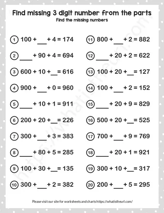 Missing place value – Exercise 2 worksheet preview