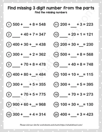 Missing place value – Exercise 1 worksheet preview Missing place value – Exercise 1 worksheet preview