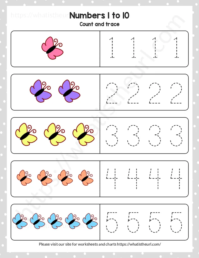 Count and trace sequences (1-10) - Exercise 1