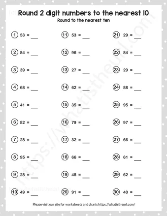 Round to the nearest ten up to 100 – Exercise 5 worksheet preview Round to the nearest ten up to 100 – Exercise 5 worksheet preview