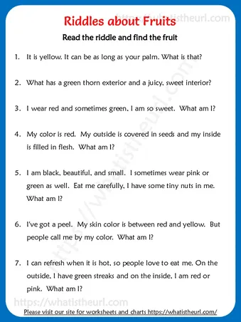 14 Fruit Riddles worksheet preview