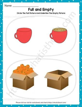 Find Full and Empty Worksheets for kids – Exercise 2 worksheet preview