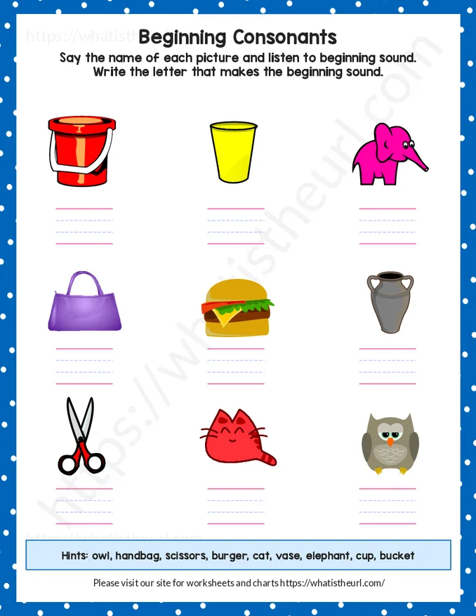 Beginning consonants worksheets-exercise 13