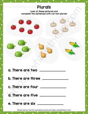 Printable Plural Worksheets for Grade 1 – Exercise 21 worksheet preview