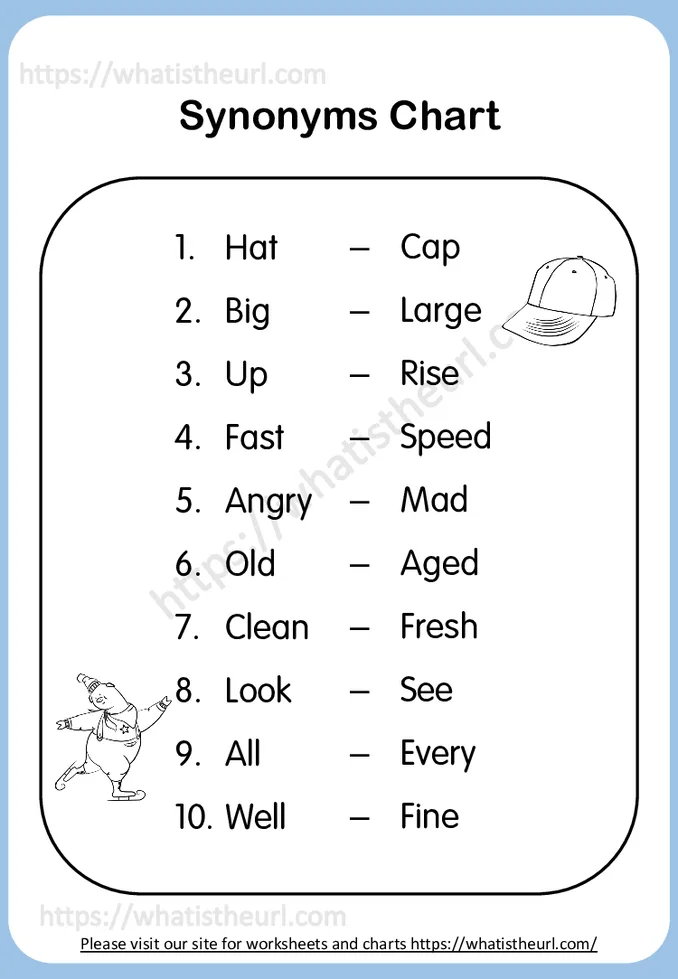 Synonyms Matching Worksheets for kids
