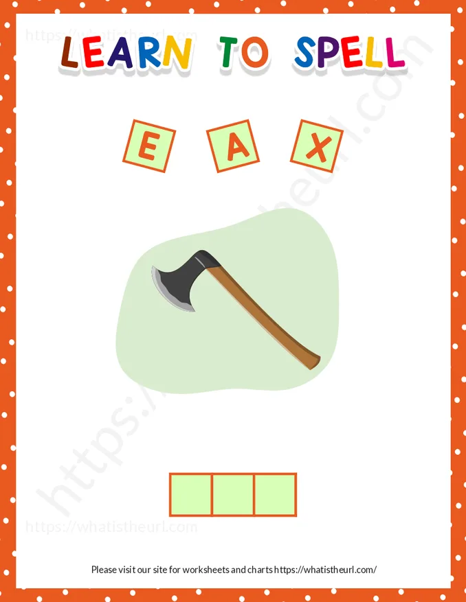 Learn to spell worksheets for KG Kids - Exercise 1