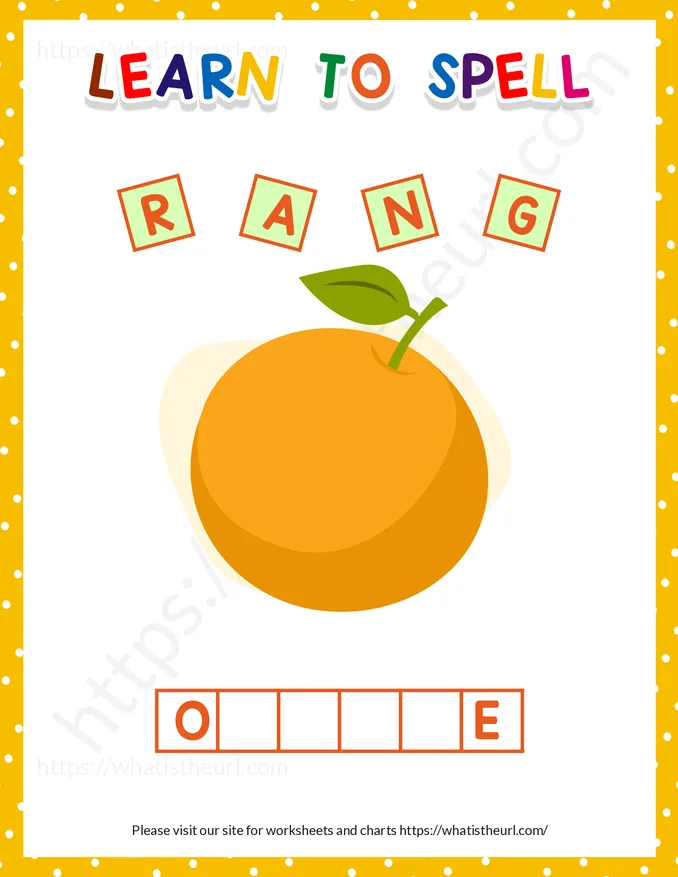 Learn to Spell Fruits Name Worksheets for Kindergarten worksheet preview