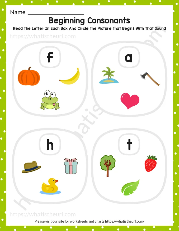 Beginning Consonants Worksheets - Exercise 1