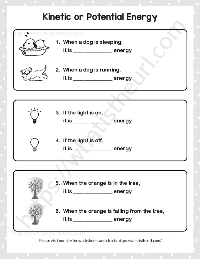 Potential Energy or Kinetic Energy - Choose the correct answer