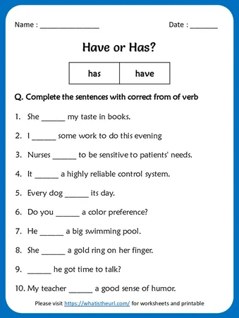 Has Have Worksheets with Answers – Exercise 10 worksheet preview Has Have Worksheets with Answers – Exercise 10 worksheet preview