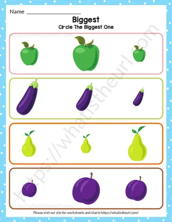 Find and circle the biggest for Pre-Kindergarten-Exercise 3 worksheet preview Find and circle the biggest for Pre-Kindergarten-Exercise 3 worksheet preview