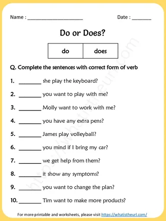 Do or Does Worksheets for grade 3 – Exercise 8 worksheet preview Do or Does Worksheets for grade 3 – Exercise 8 worksheet preview
