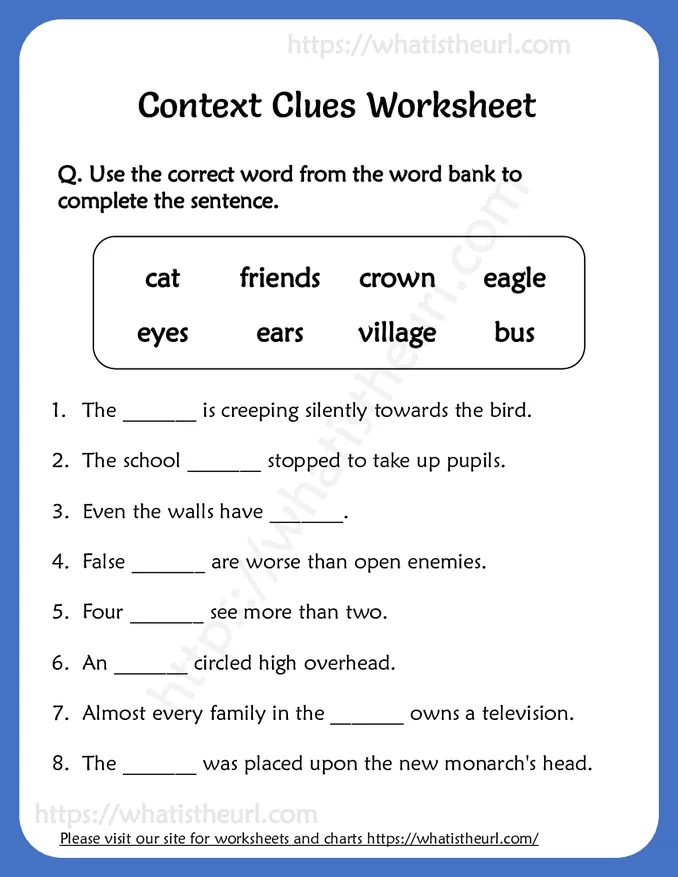 Context Clues Worksheet for Grade 3 - Exercise 3