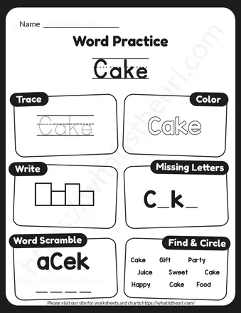 Party Words Tracing Worksheet for Kids worksheet preview Party Words Tracing Worksheet for Kids worksheet preview