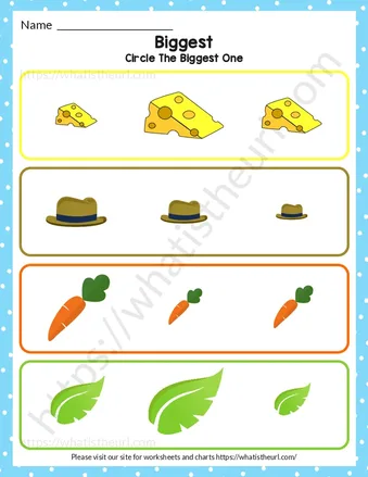 Find and circle the biggest for Pre-K – Exercise 2 worksheet preview