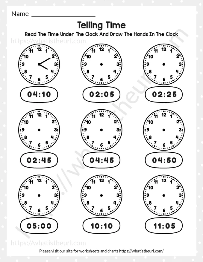 Draw the time on the clock face (Hours and Minutes) - 100 Pages
