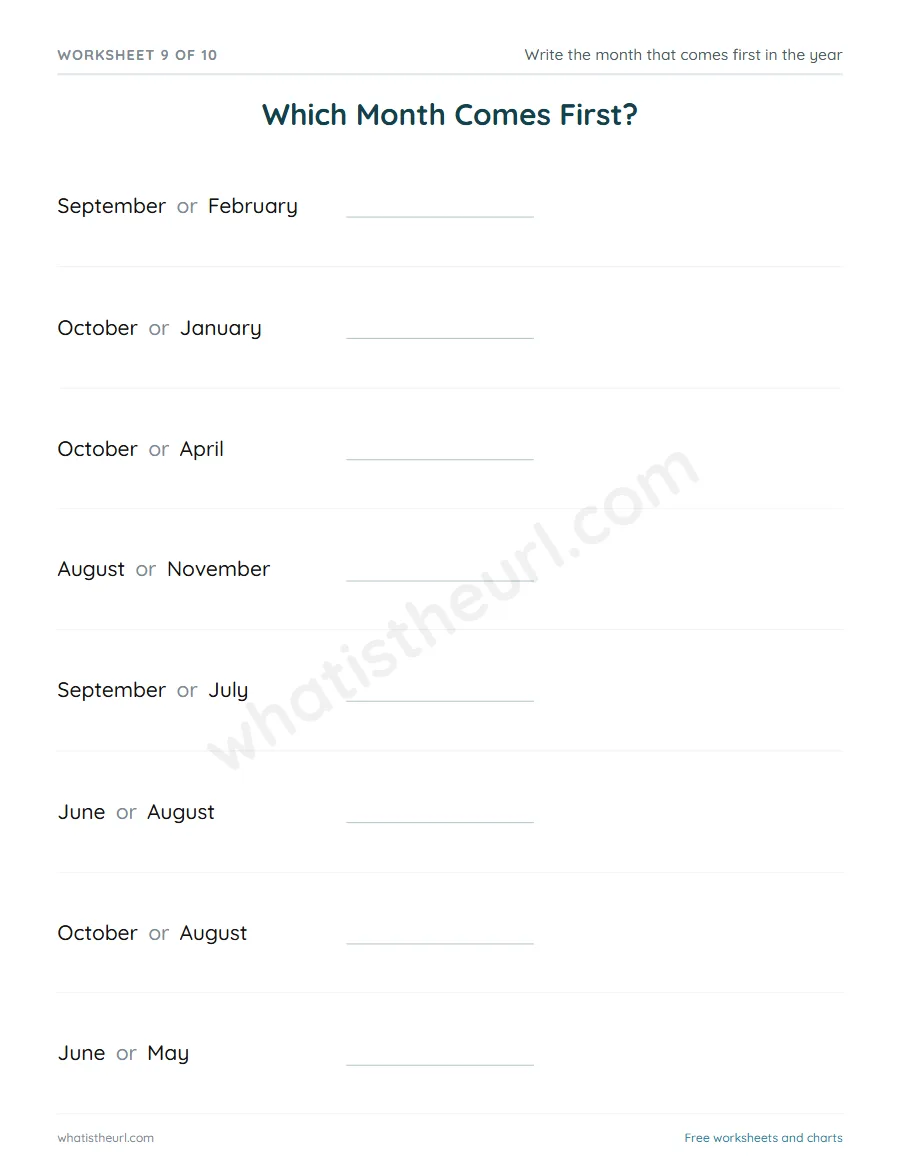 Months of the year worksheet - Which Month Comes First?