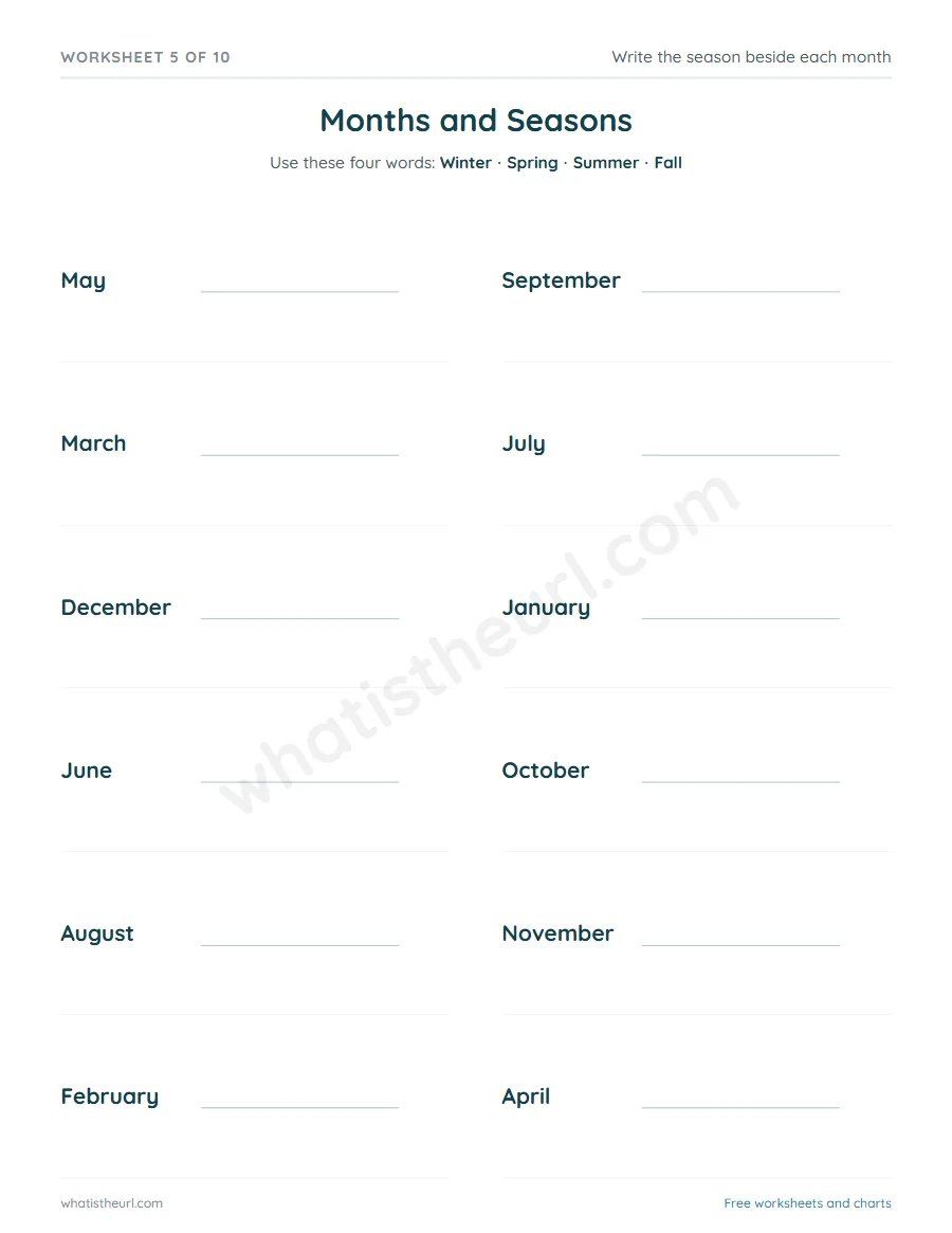 Months of the year worksheet - Months and Seasons