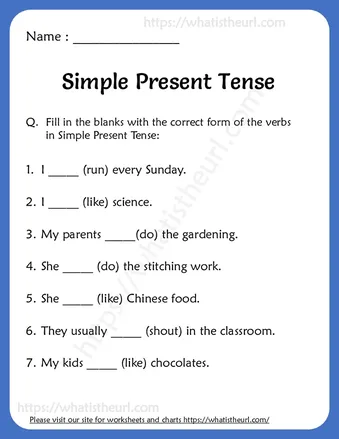 Simple Present Tense worksheets – Exercise 4 worksheet preview