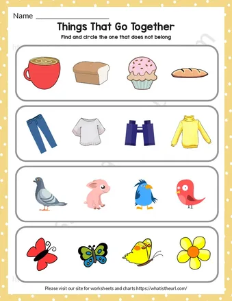 Things That Go Together Worksheet – Exercise 3 worksheet preview Things That Go Together Worksheet – Exercise 3 worksheet preview