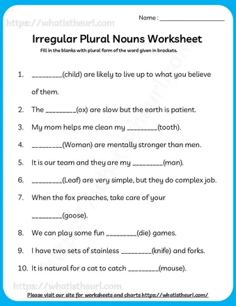 Free Irregular Plural Nouns Worksheet worksheet preview Free Irregular Plural Nouns Worksheet worksheet preview
