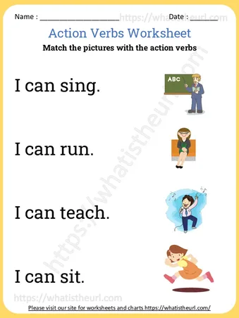 Action Verbs Matching Worksheets worksheet preview Action Verbs Matching Worksheets worksheet preview