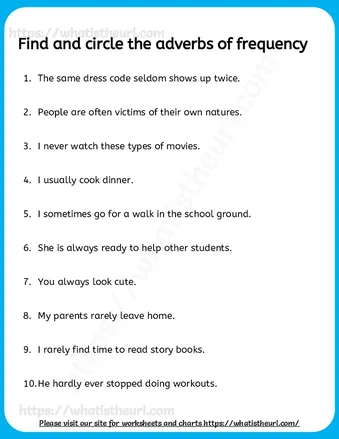 Find and Circle the Adverbs of Frequency worksheet preview
