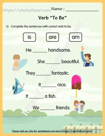 Simple Verb To Be Worksheets for Kids or First Grader / 2nd Grader worksheet preview Simple Verb To Be Worksheets for Kids or First Grader / 2nd Grader worksheet preview