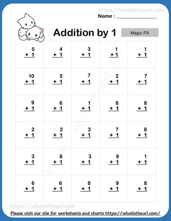 Fillable Addition Worksheet – Addition by 1 – Magical worksheet preview
