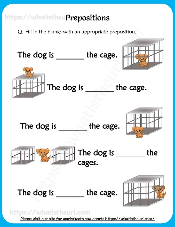 Fill in the blanks with correct prepositions for Grade 3