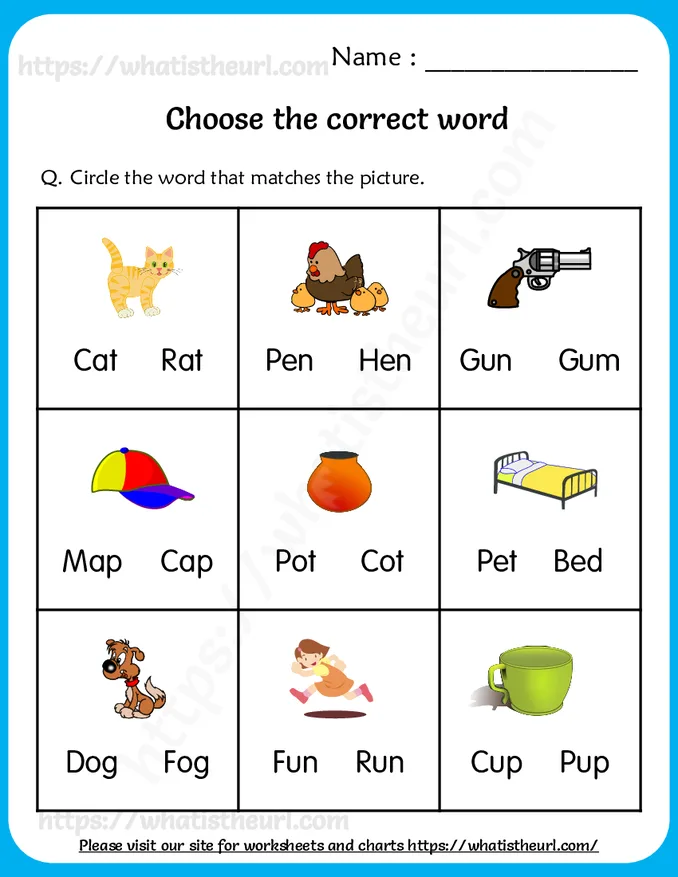 Choose the Correct Word - Worksheets for Grade 1