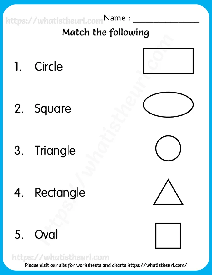 Match the Shapes with their Names Worksheets for Kids
