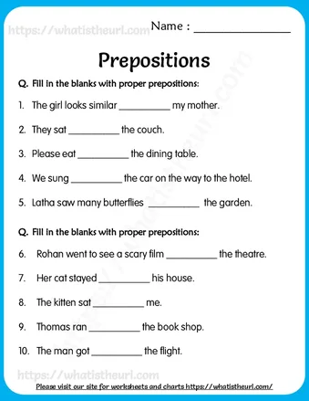 Prepositions Worksheets for Grade 5 worksheet preview Prepositions Worksheets for Grade 5 worksheet preview