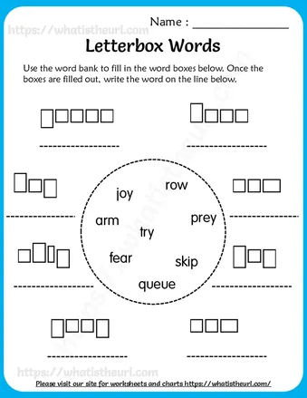 Letterbox Words Worksheets For Grade 2 worksheet preview