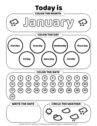 Preschool Calendar Worksheets with 12 Pages of Activity worksheet preview