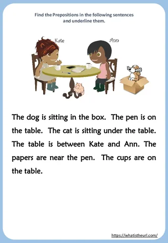 Find the Prepositions in the Following Sentences Worksheet worksheet preview