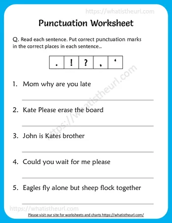 Punctuation Worksheets for 4th Grade worksheet preview