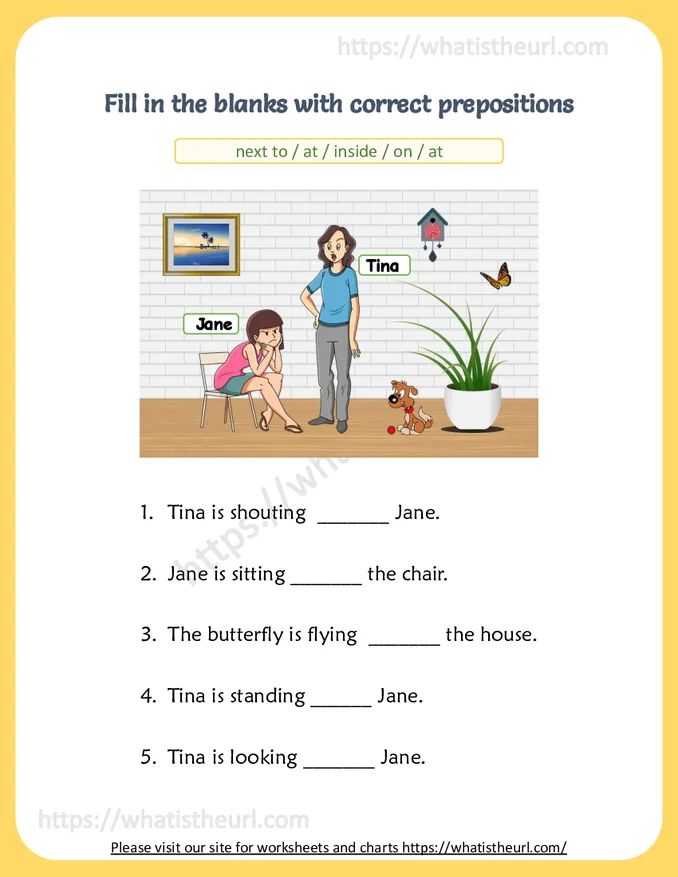 Prepositions Visual Vocabulary Worksheets