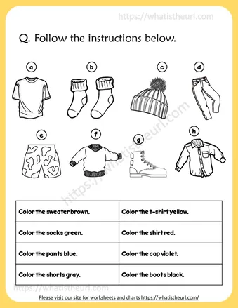 Clothing worksheet – Coloring & Match worksheet preview Clothing worksheet – Coloring & Match worksheet preview