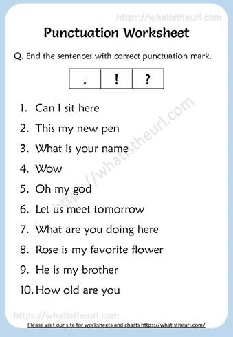 Punctuation Worksheets for 2nd Grade worksheet preview Punctuation Worksheets for 2nd Grade worksheet preview