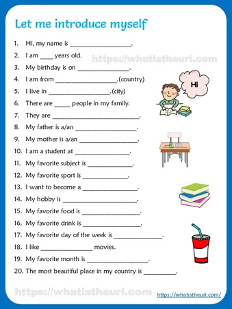 Self Introduction Worksheet for kids worksheet preview Self Introduction Worksheet for kids worksheet preview