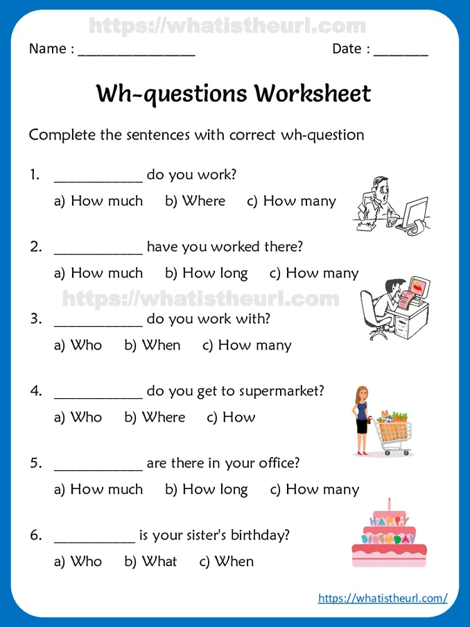 Wh-questions Worksheets For Kids