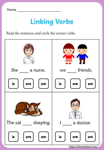 Linking Verbs Worksheets worksheet preview
